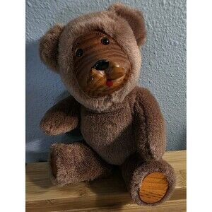 FTD Collectors  Series Teddy Bear Brown With Wooden Face With Jointed Legs 9in